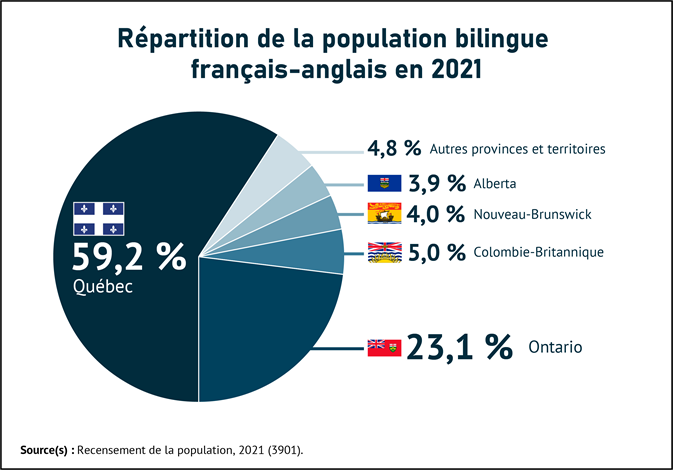 Vignette de l'infographie 6: Près de 6 personnes bilingues français-anglais sur 10 habitent au Québec