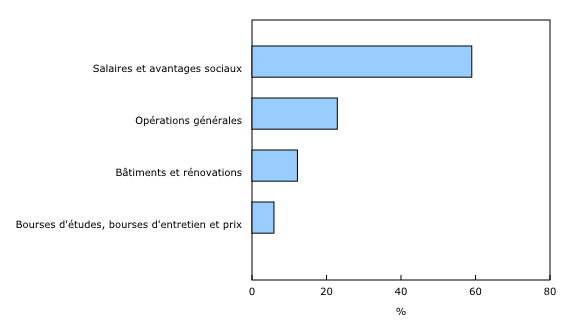 Graphique 2: Distribution des dépenses universitaires, selon la catégorie principale, 2018-2019