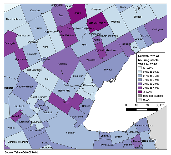 Thumbnail for map 2: Growth of housing stock in the Toronto census metropolitan area