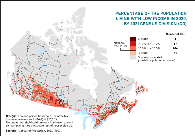 Thumbnail for map 4: Alberta remained the province with the lowest low-income rate in 2020