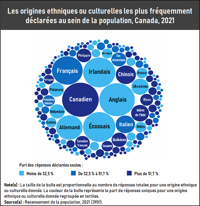 Vignette de l'infographie 1: L'origine « canadienne » est en tête des plus de 450 origines ethniques ou culturelles déclarées par la population du Canada