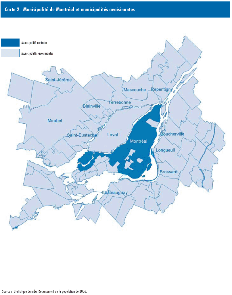 Carte 2 Municipalité de Montréal et municipalités avoisinantes