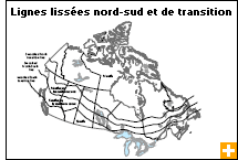 Carte : Lignes liss&eacute;es nord-sud et de transition