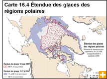 Carte 16.4 &Eacute;tendue des glaces des r&eacute;gions polaires
