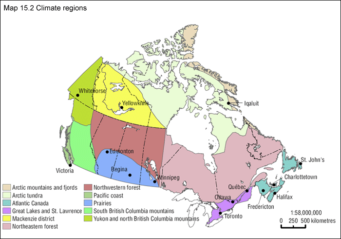 Climate Regions Of Canada Map Geography