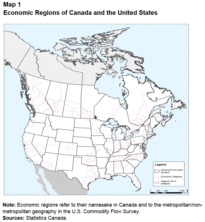 Map 1 Economic regions of Canada and the United States