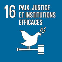 Logo : Objectif 16, paix, justice et institutions efficaces