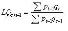 Équation 3 - Indice de quantité de Laspeyres à base mobile