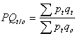 Equation 5 - Paasche quantity index