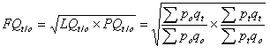 Equation 6 - Fisher quantity index