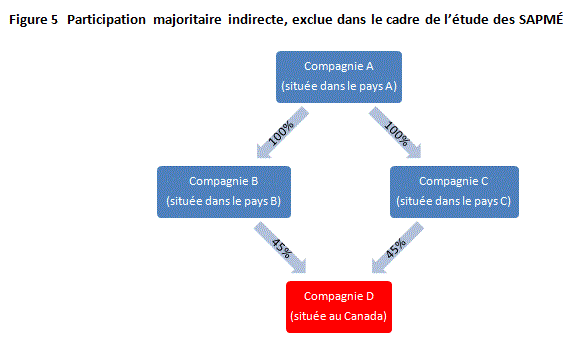 Figure 5
 Participation majoritaire indirecte,
exclue dans le cadre de l'étude des SAPMÉ