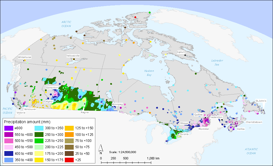 Map 1 Accumulated precipitation, growing season, April 1 to August 31, 2007