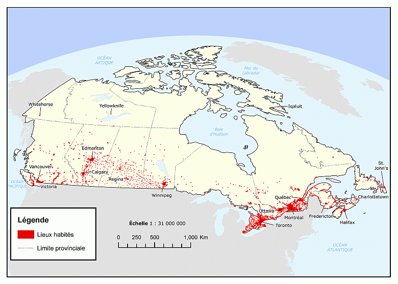 Premiers résultats de recherche : zones habitées au Canada, 2006