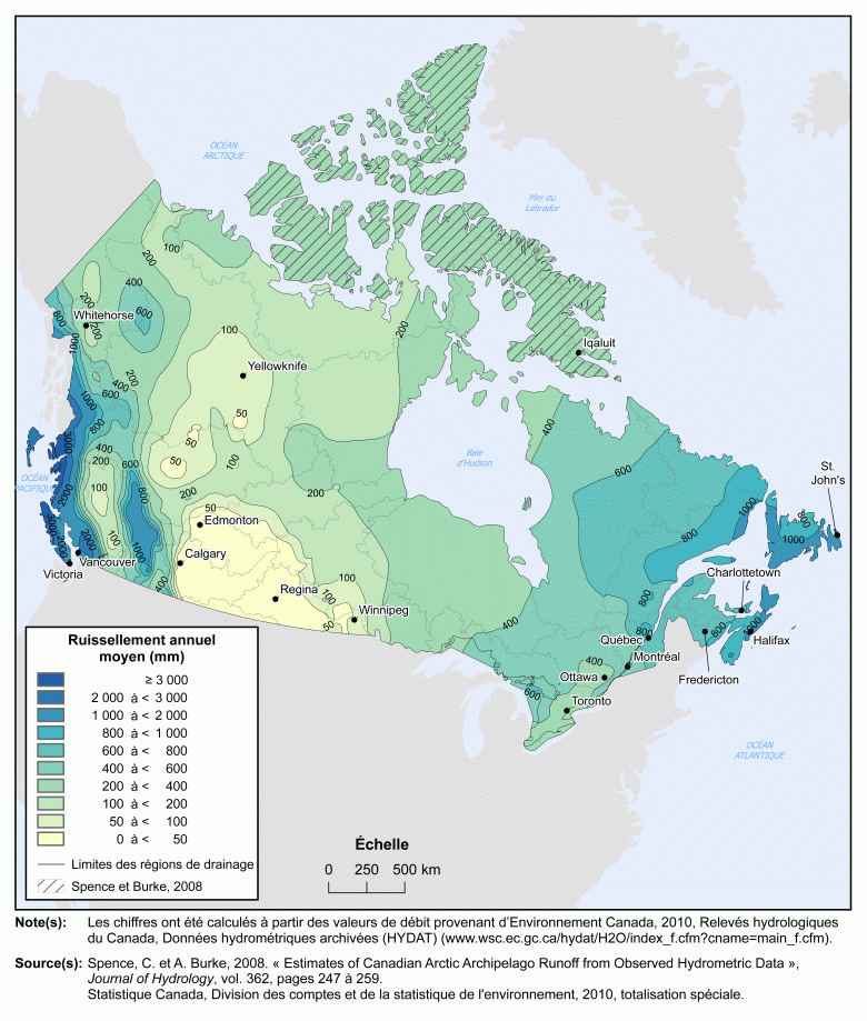 Ruissellement annuel moyen au Canada, 1971 à 2004