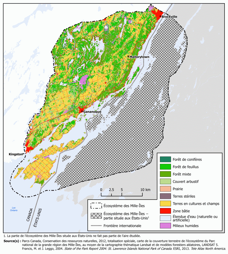 Couverture terrestre, écosystème des Mille-Îles, 2007