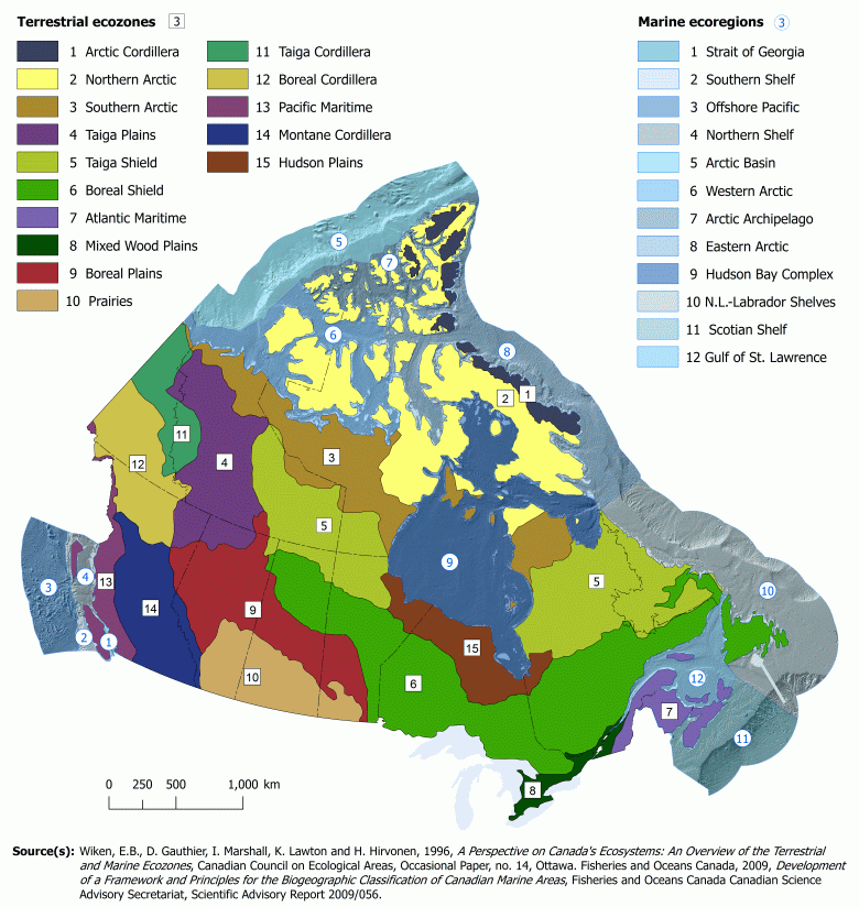 Terrestrial ecozones and marine ecoregions of Canada