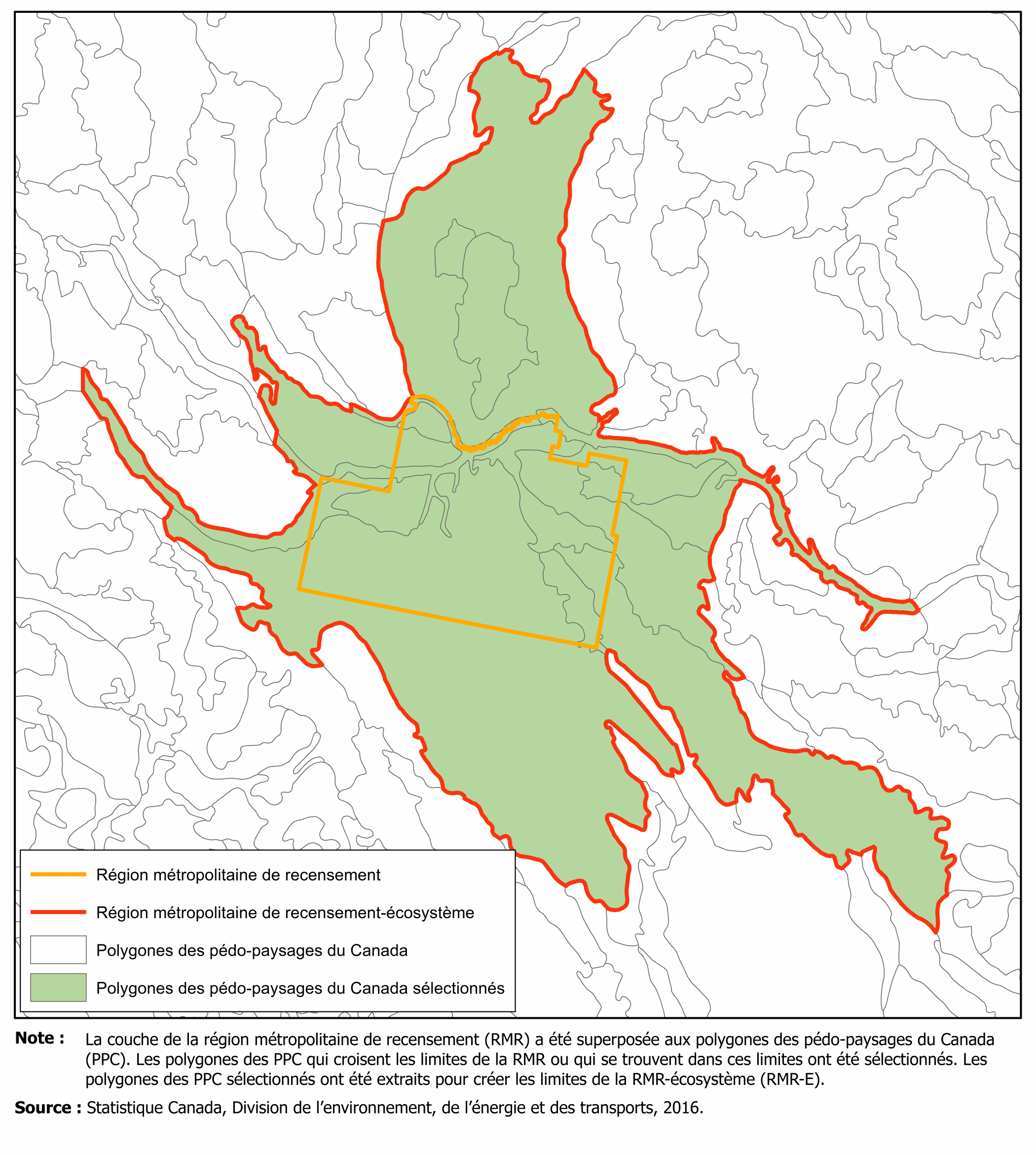Carte B.1 Cr&eacute;er une r&eacute;gion m&eacute;tropolitaine de recensement-&eacute;cosyst&egrave;me