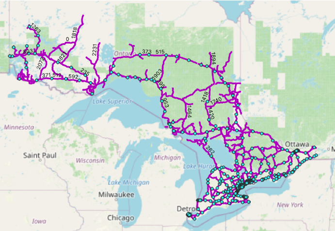 Figure 3. Ontario locations where both traffic  cameras and AADT data are available