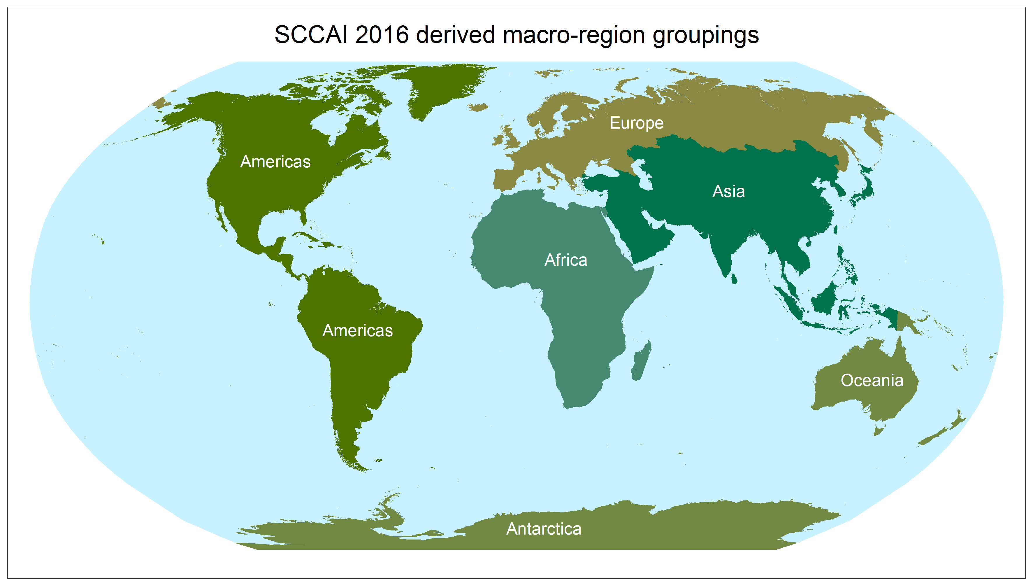 Map 1 SCCAI 2016 derived macro-region groupings