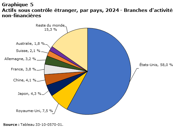Graphique 5 Actifs sous contrôle étranger, par pays, 2024 - Branches d'activité non-financières