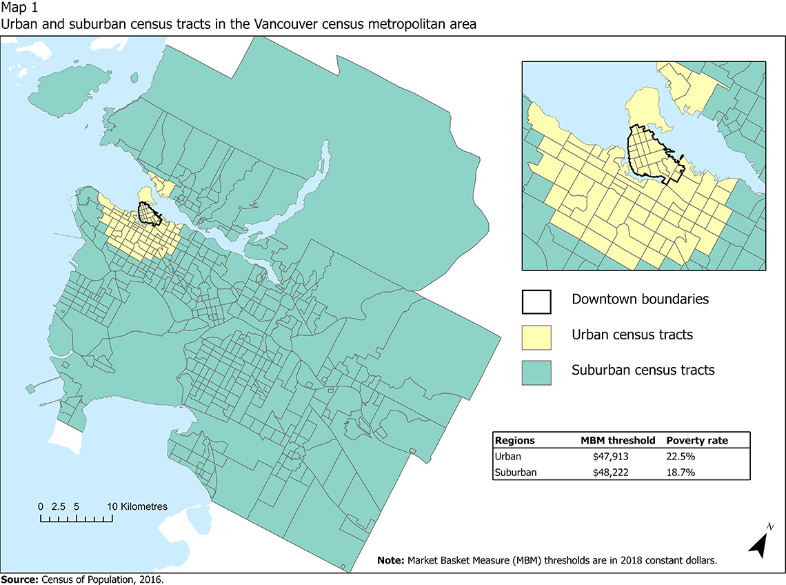 Map 1 Urban and suburban census tracts in the Vancouver census metropolitan area