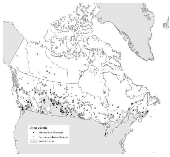 Figure 3 Dissemination Areas in upper (5th) Aboriginal quintile, Canada, 2006