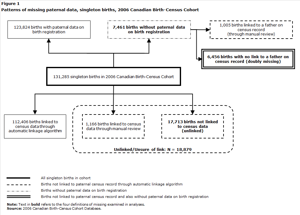 Figure 1 Patterns of missing paternal data, singleton births, 2006 Canadian Birth-Census Cohort