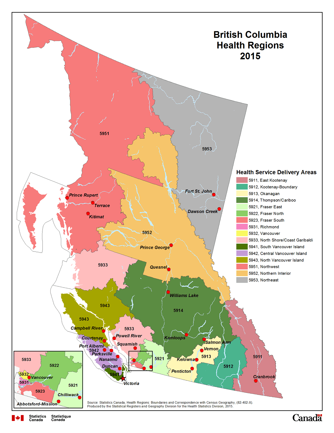 Map 12 British Columbia Health Regions 2015