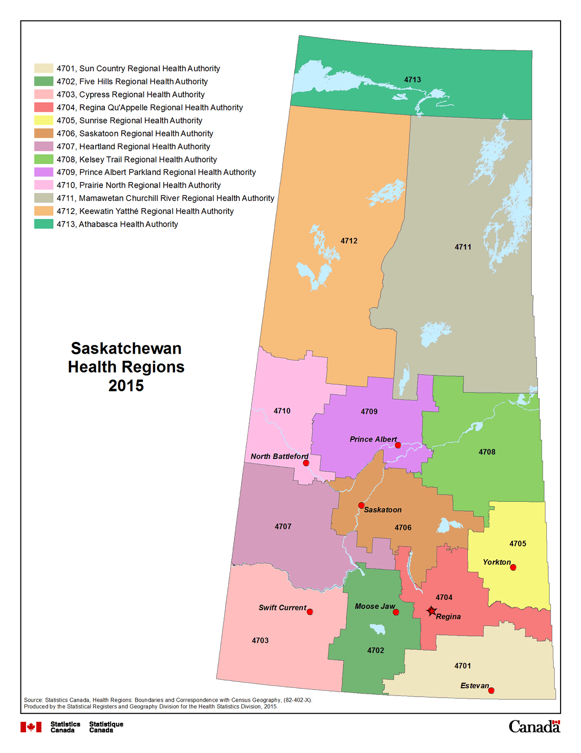 Map 10 Saskatchewan Health Regions, 2015