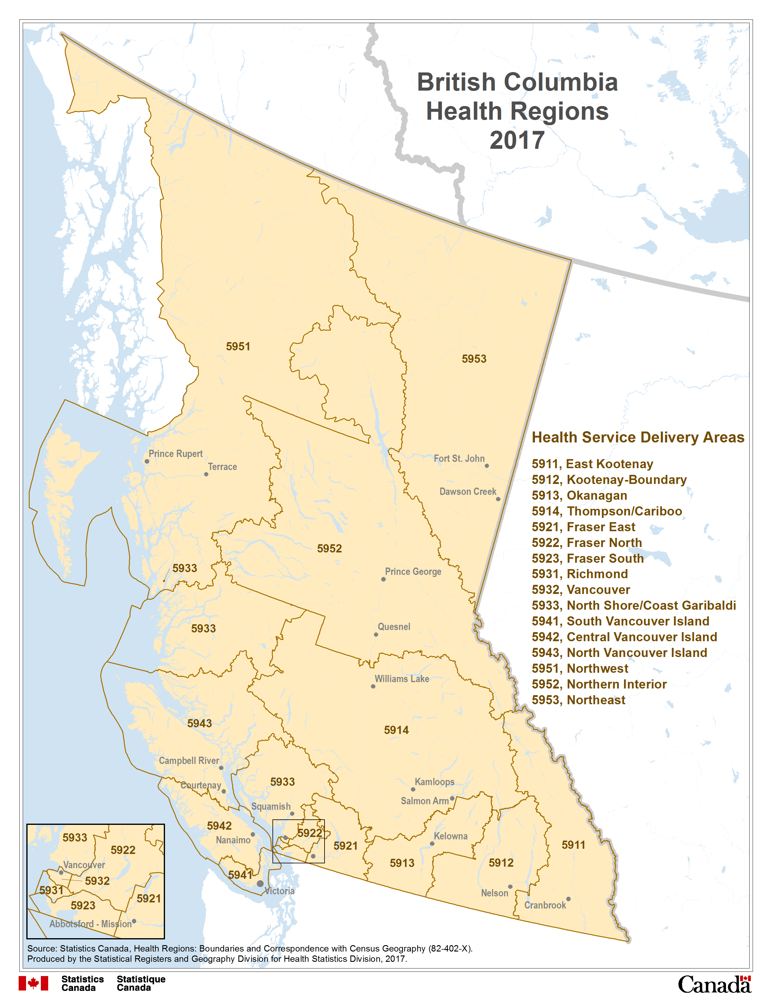Map 12 British Columbia Health Regions 2017