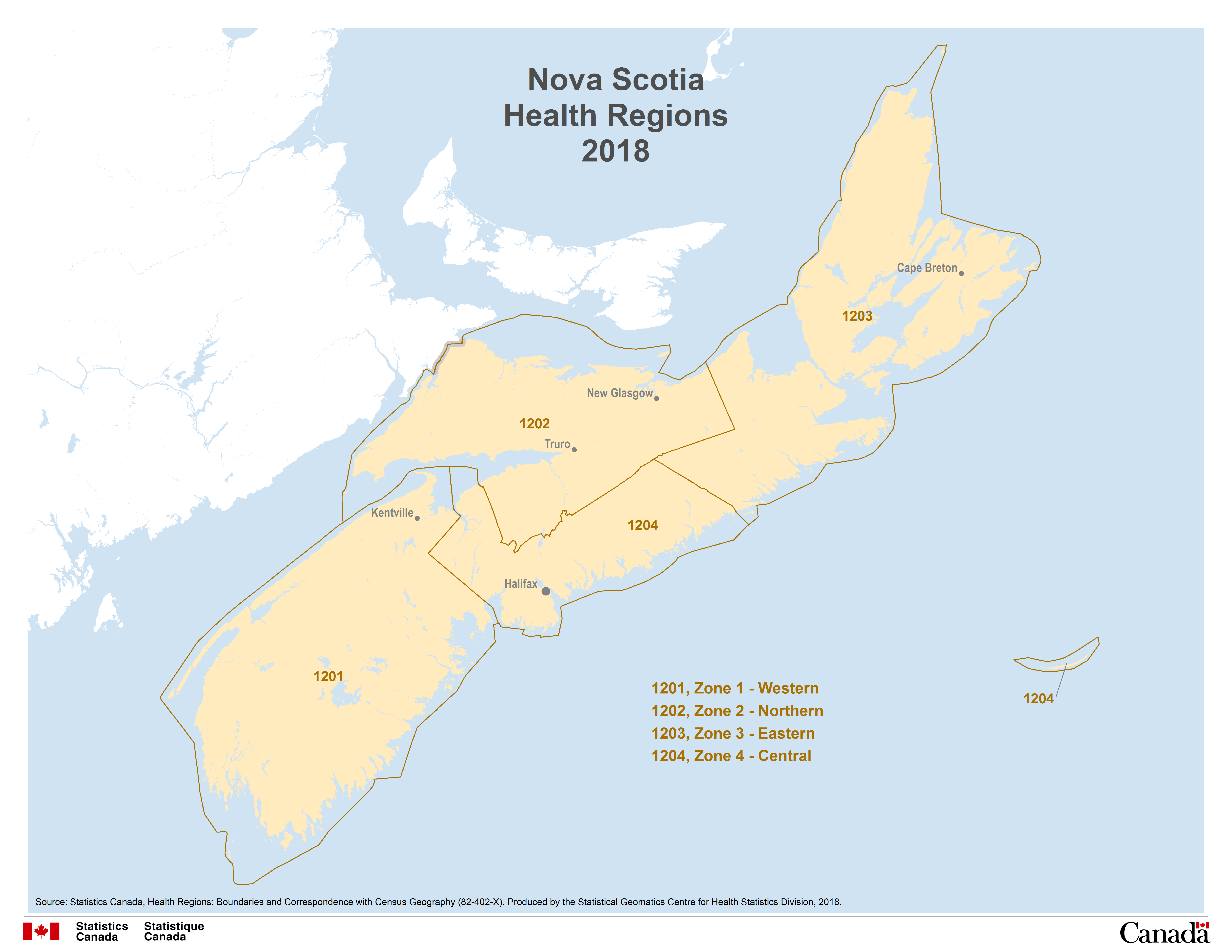 Map 3 Nova Scotia Health Regions, 2018