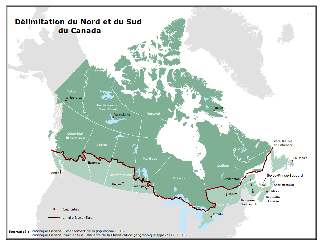 Figure 1 Délimitation du Nord et du Sud du Canada