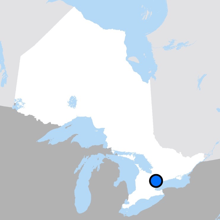 Map showing the location of Toronto, Ontario