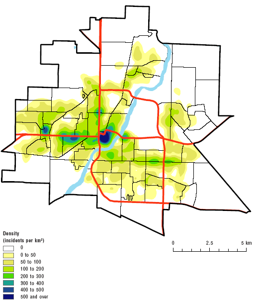 Neighbourhood Characteristics And The Distribution Of Crime In Saskatoon Map 10 Density Of