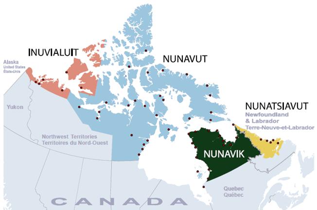 Map 1 The four regions of Inuit Nunangat