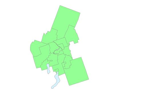 Exemple de subdivisions de recensement devant être évaluées au moment de la délimitation des régions métropolitaines de recensement et agglomérations de recensement