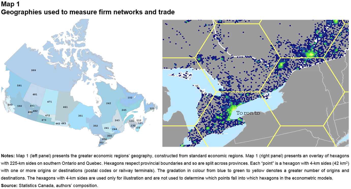 Map 1 Geographies used to measure firm networks and trade.