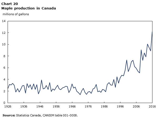 Chart 20 Maple production in Canada