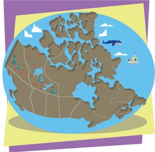 Une carte stylisée du Canada.