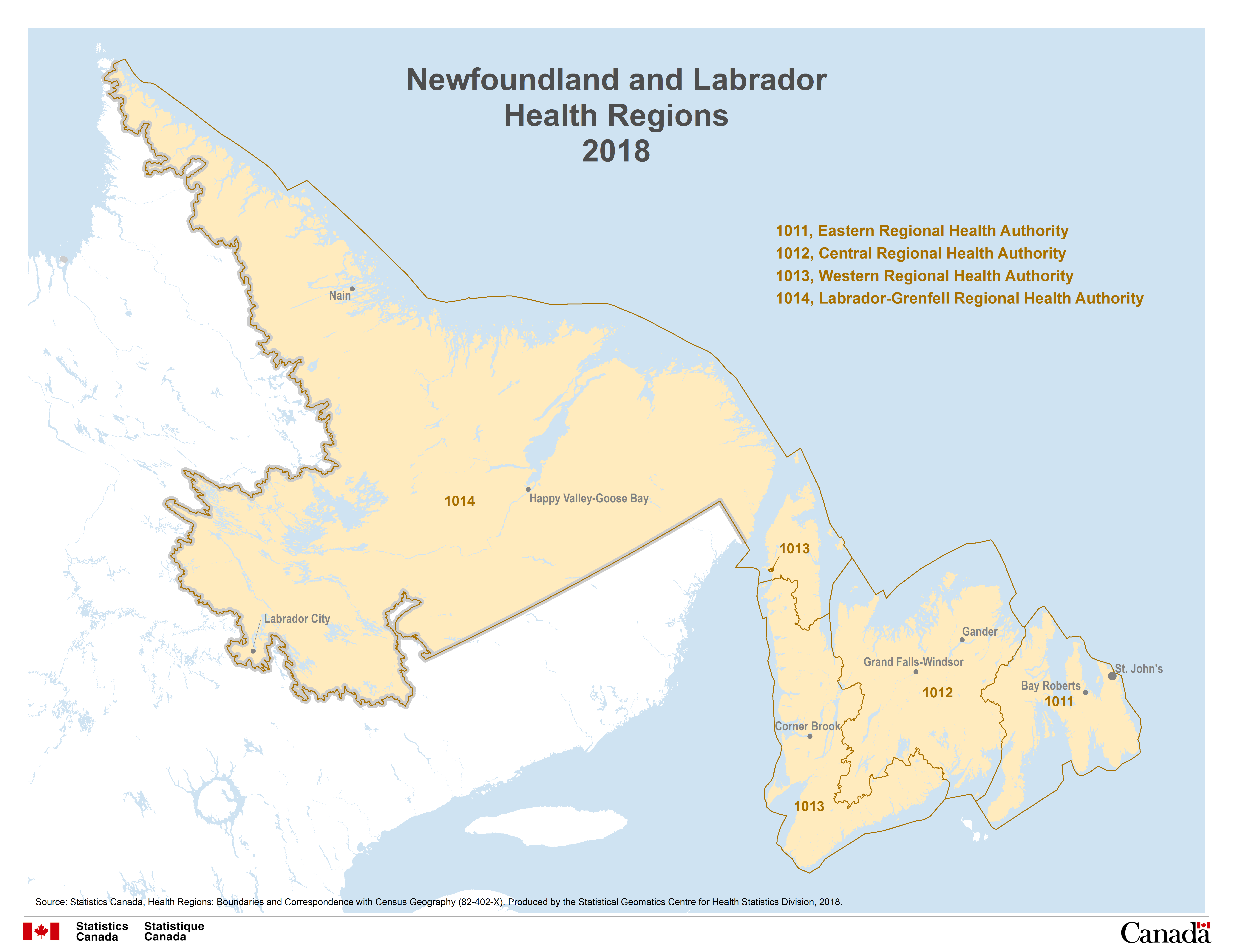 Map 1 Newfoundland and Labrador Health Regions, 2018