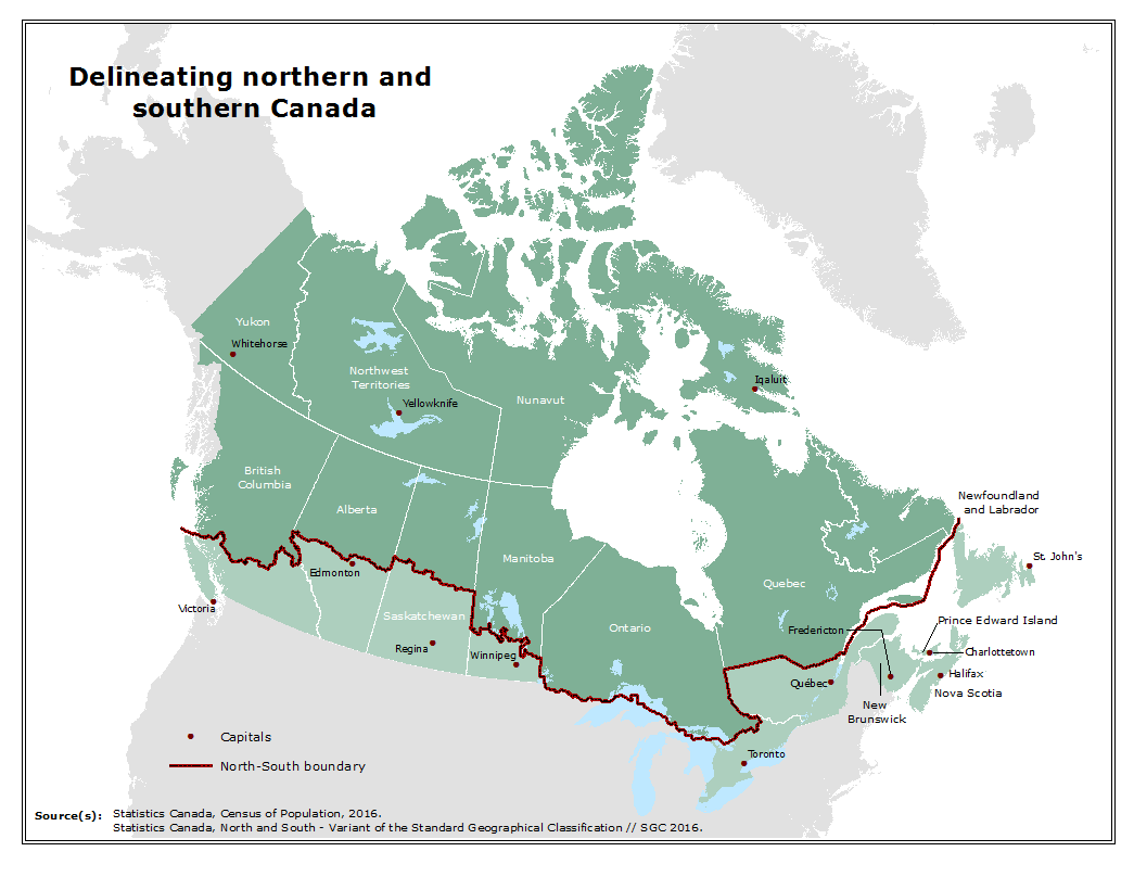 Figure 1 Delineating northern and southern Canada