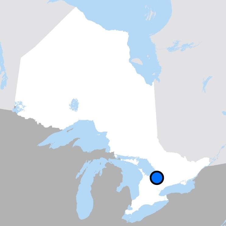 Map showing the location of Barrie, Ontario