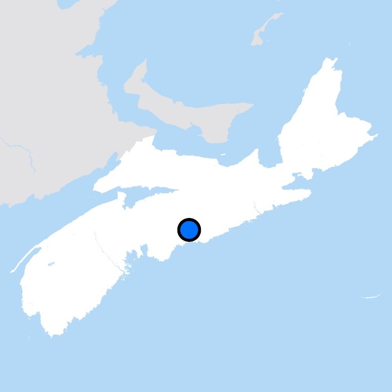 Map showing the location of Halifax, Nova Scotia