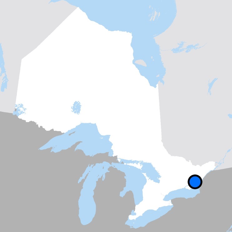 Map showing the location of Kingston, Ontario